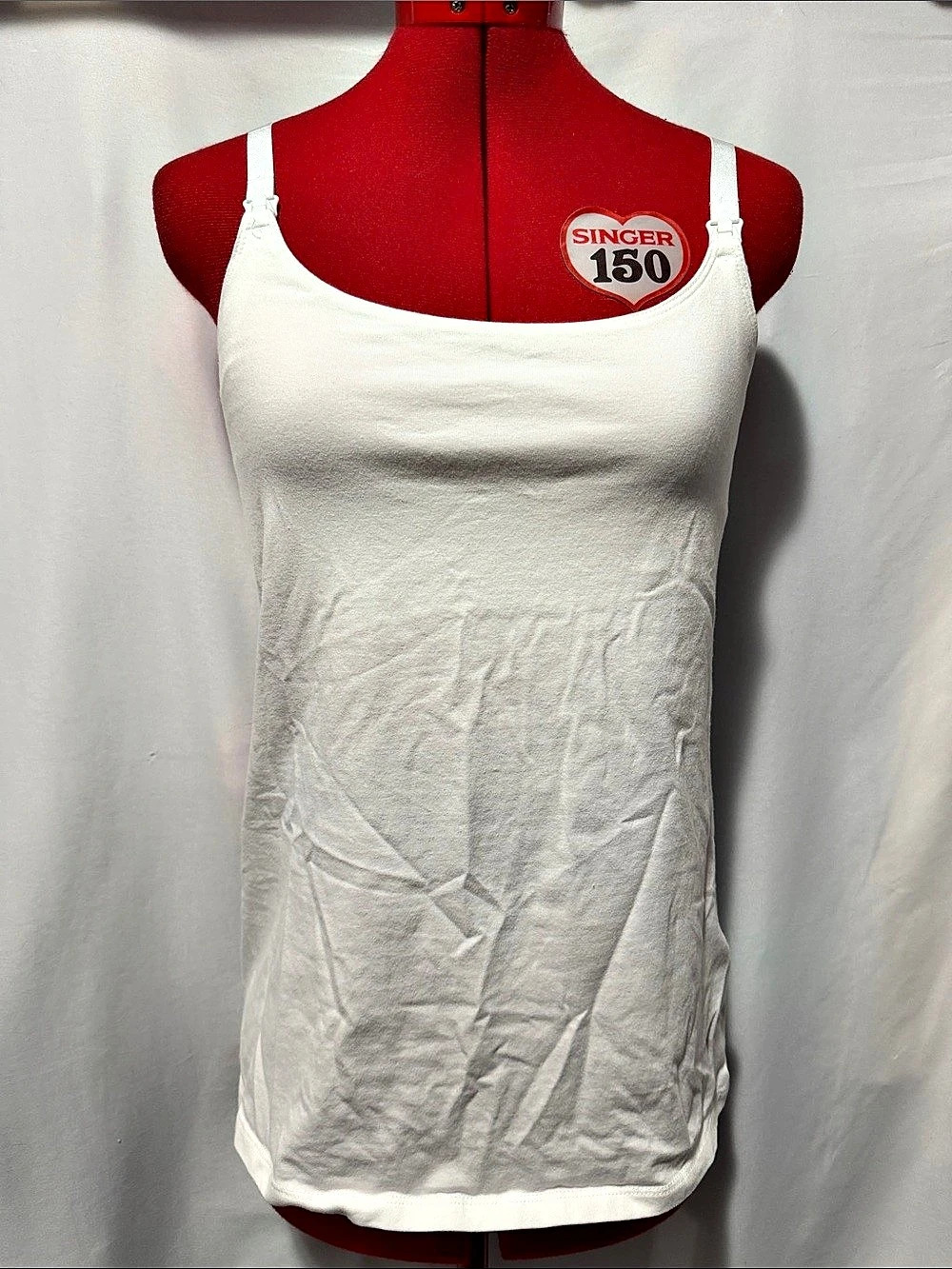 White Nursing Adjustable Strap Tank Top